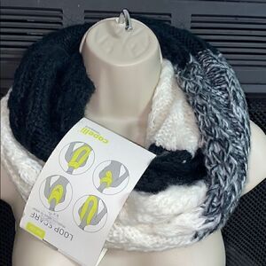 ‎Capelli New York loop infinity scarf Knit NWT White Black